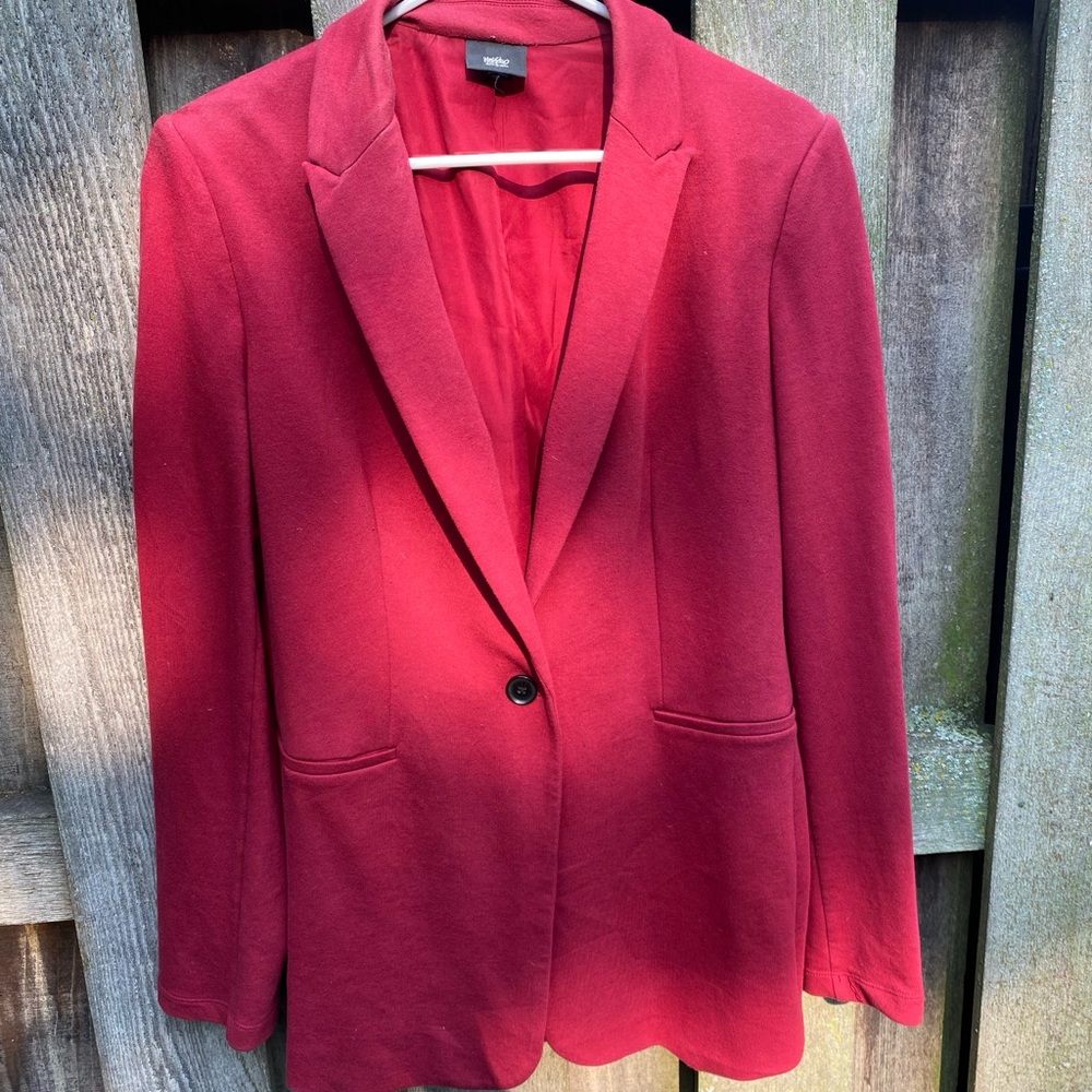 Causal Red Work Blazer With Stretch